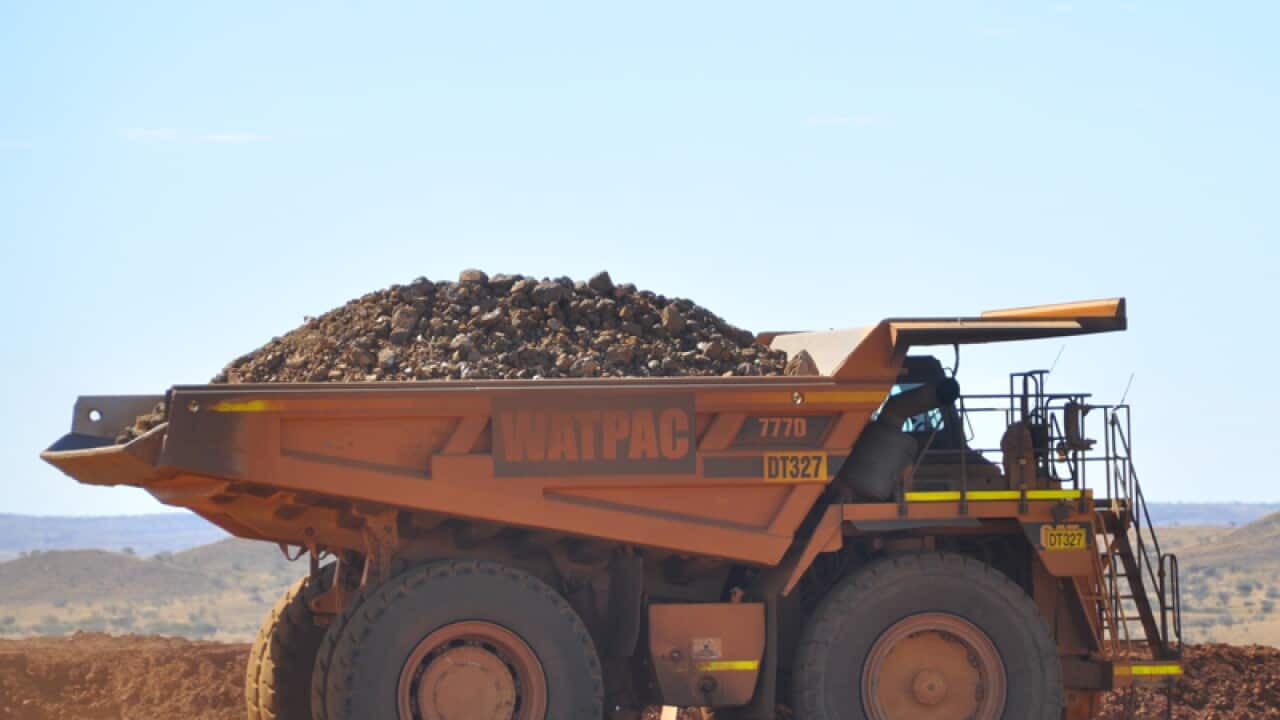 A haulage truck at an iron ore mine