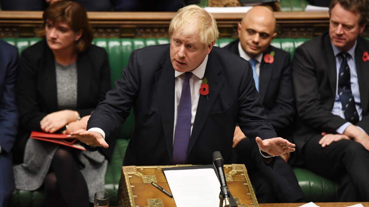 Boris Johnson during an election debate (AAP)
