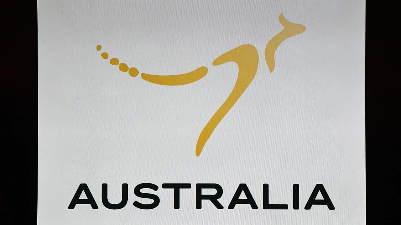 Image of Australia's new national brand, featuring a stylised image of a kangaroo above the word Australia.