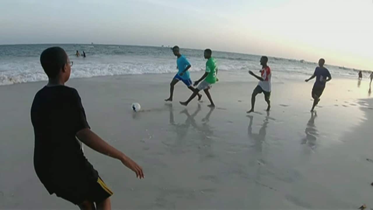 Somali-Australian youth on the beach in Somalia