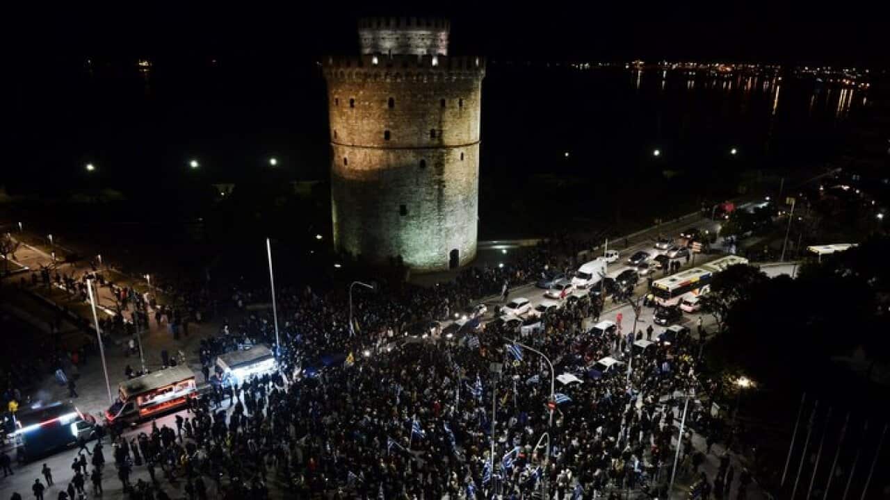 Protesters in Thessaloniki