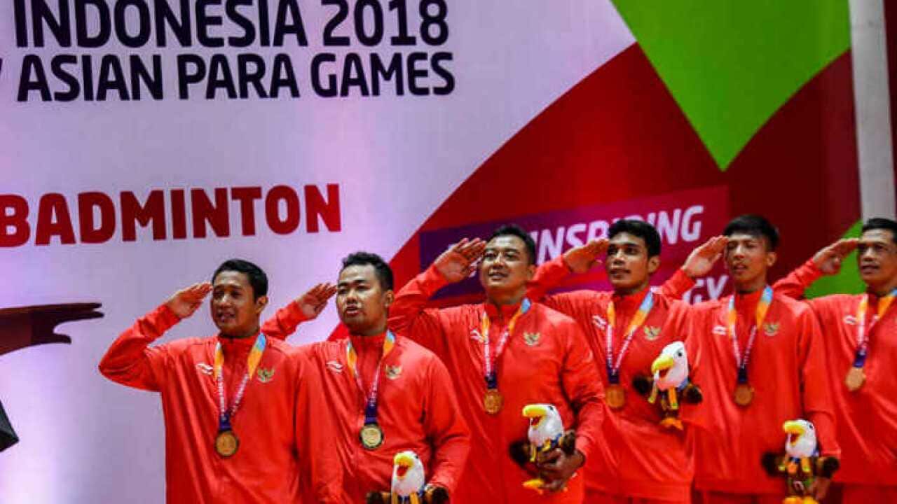 Deva Anrimusthi, Hary Susanto, Hafizh Briliansyah and Fredy Setiawan won Indonesia's first gold medal at the 2018 Asian Para Games.