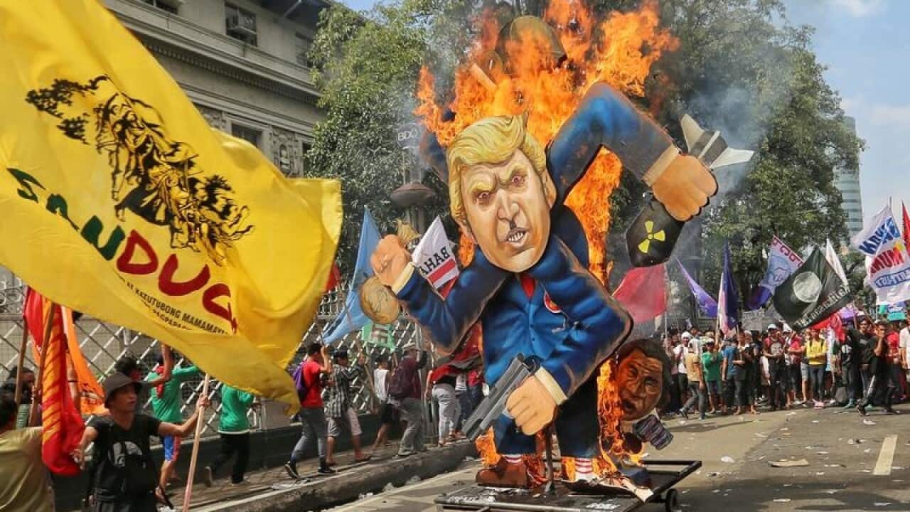 Anti-Trump protests in Manila.