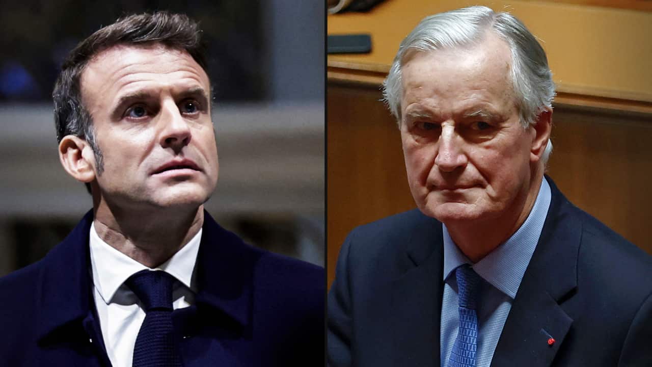 A split image of two men in suits.