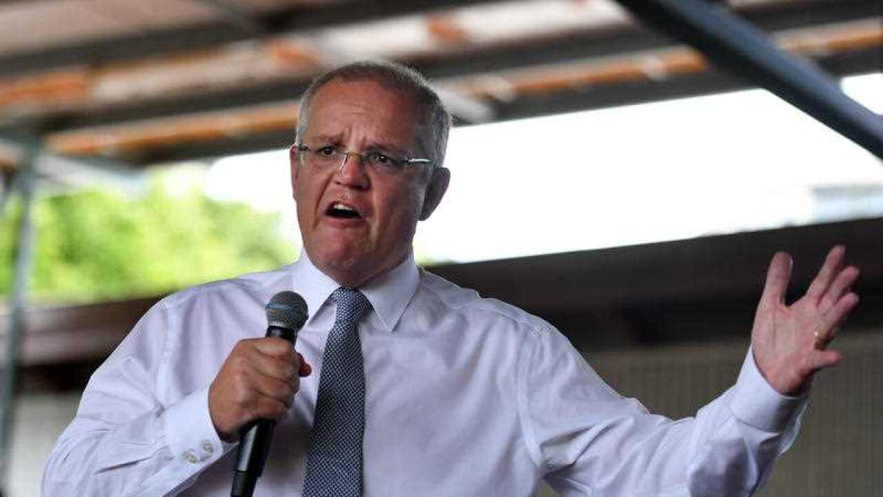 Prime Minister Scott Morrison at a Liberal National Party campaign rally in Brisbane