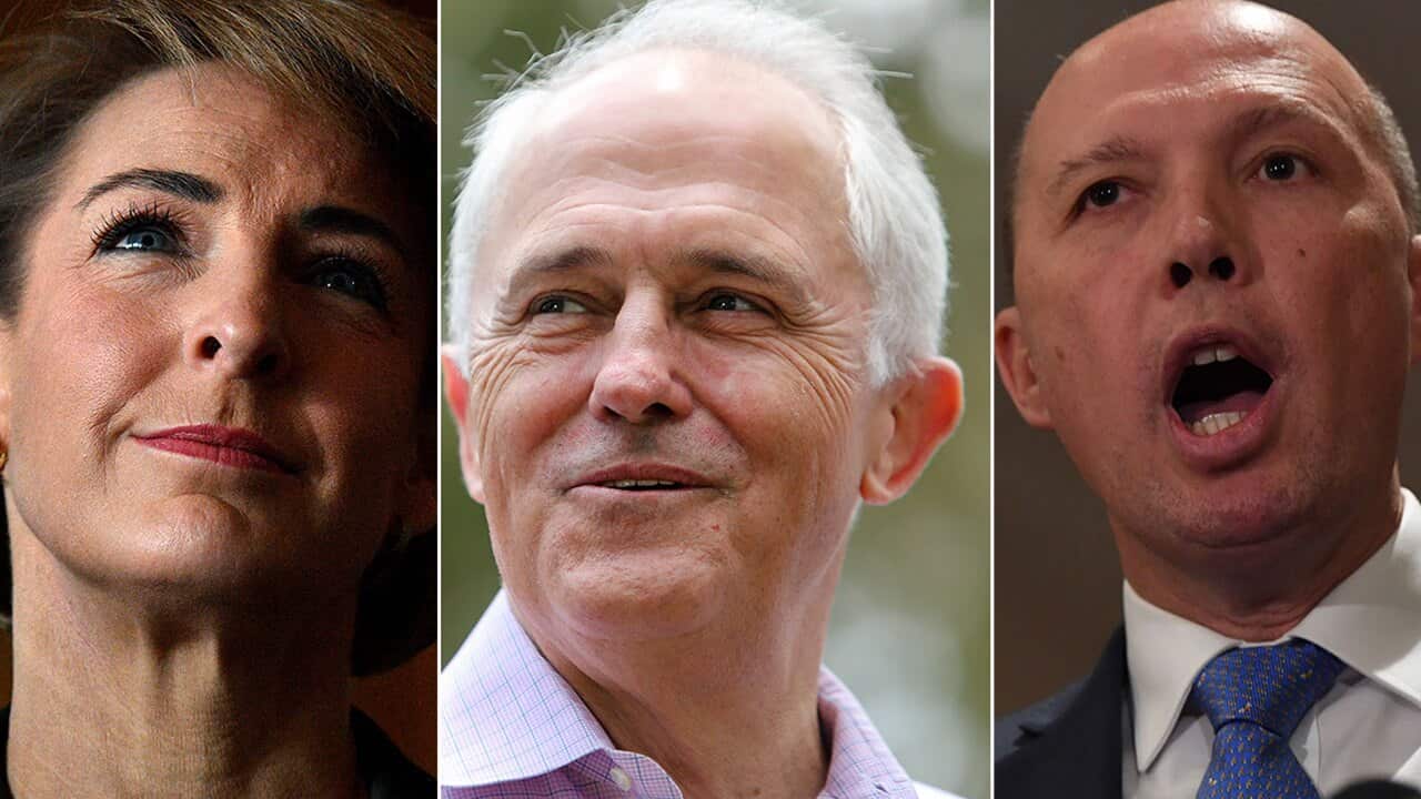Michaelia Cash, Malcolm Turnbull and Peter Dutton.