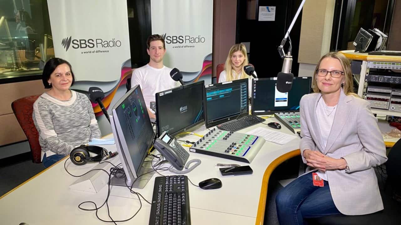 Australian ice skaters Hektor Giotopoulos Moore and Anastasiia Golubeva, and their coach Galina Pachin