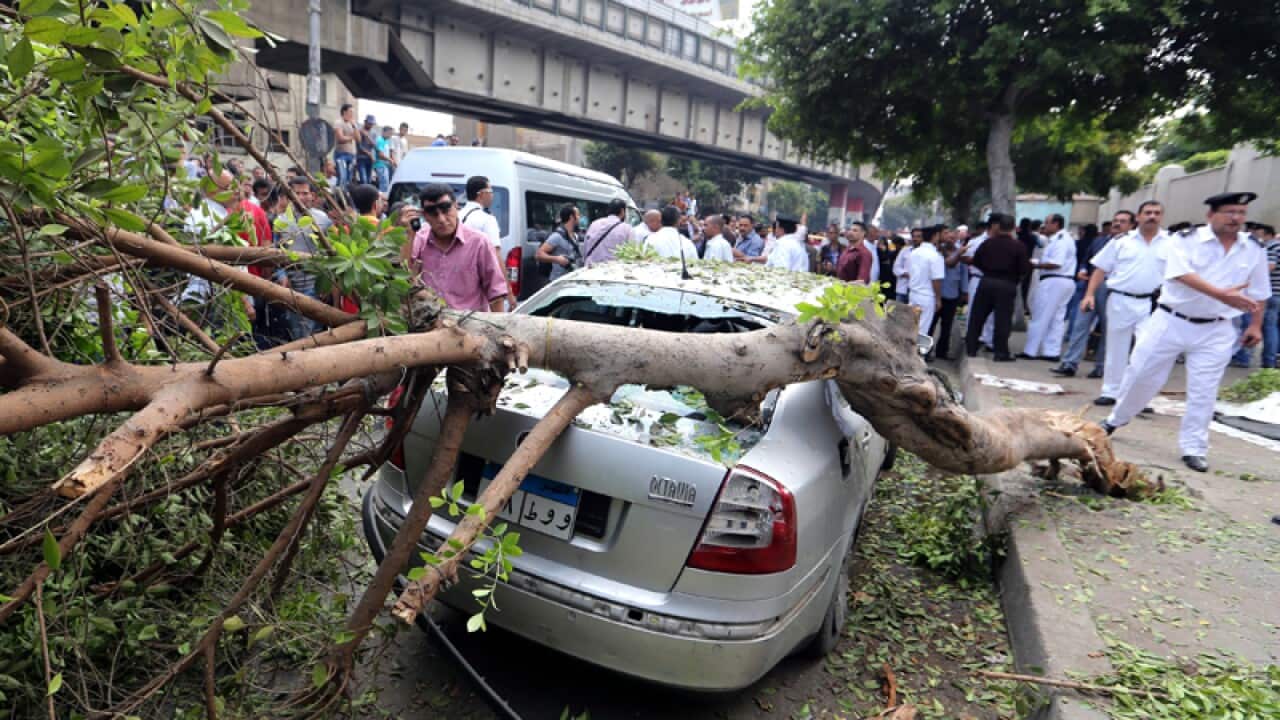 The scene of a bomb blast in Cairo
