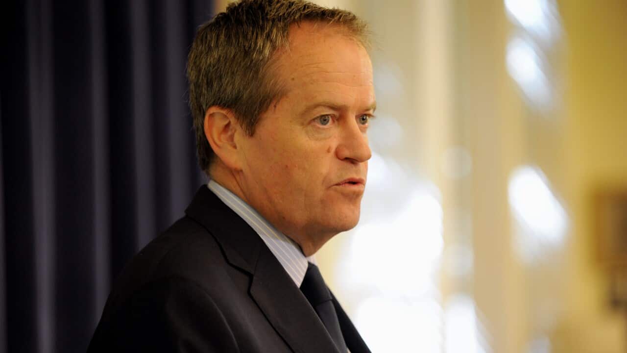 Opposition leader Bill Shorten addresses the ALP caucus at Parliament House in Canberra, Tuesday, Dec. 2, 2014.   (AAP Image/Alan Porritt) NO ARCHIVING