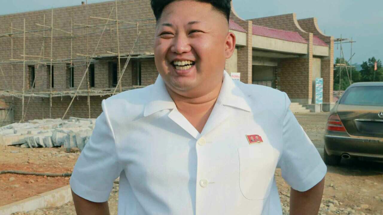 Kim Jong-un visiting a construction site