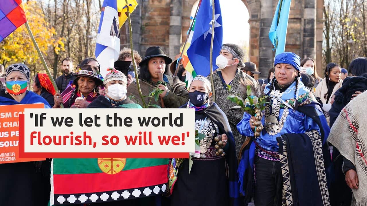 Indigenous leaders from around the world march through Glasgow to COP26