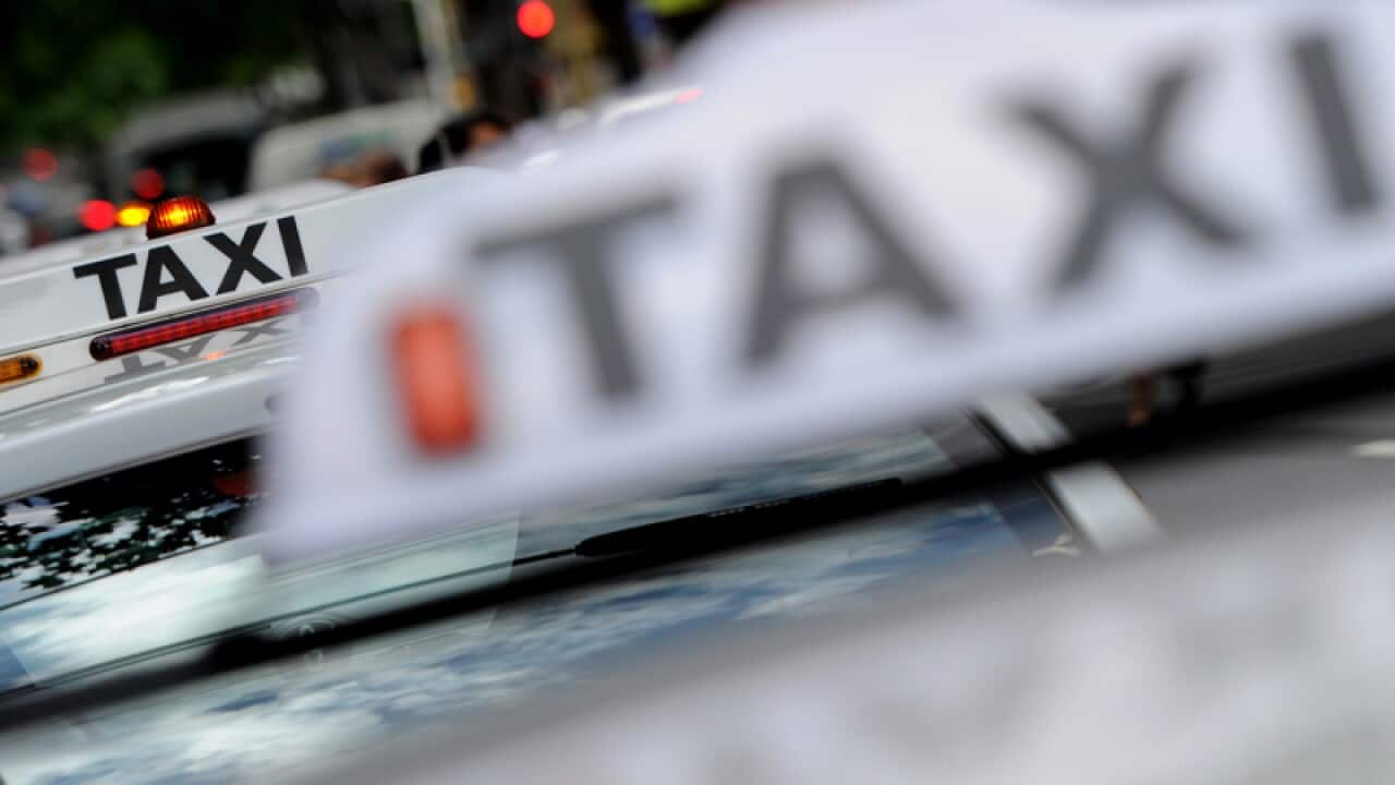 Taxis at a taxi rank