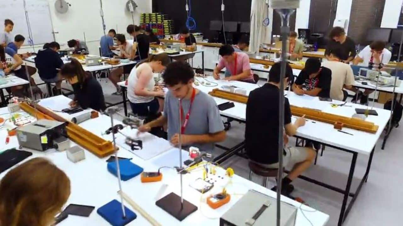 Students attending physics training at the Australian Science Olympiads Summer School for the chance to be selected in the national team
