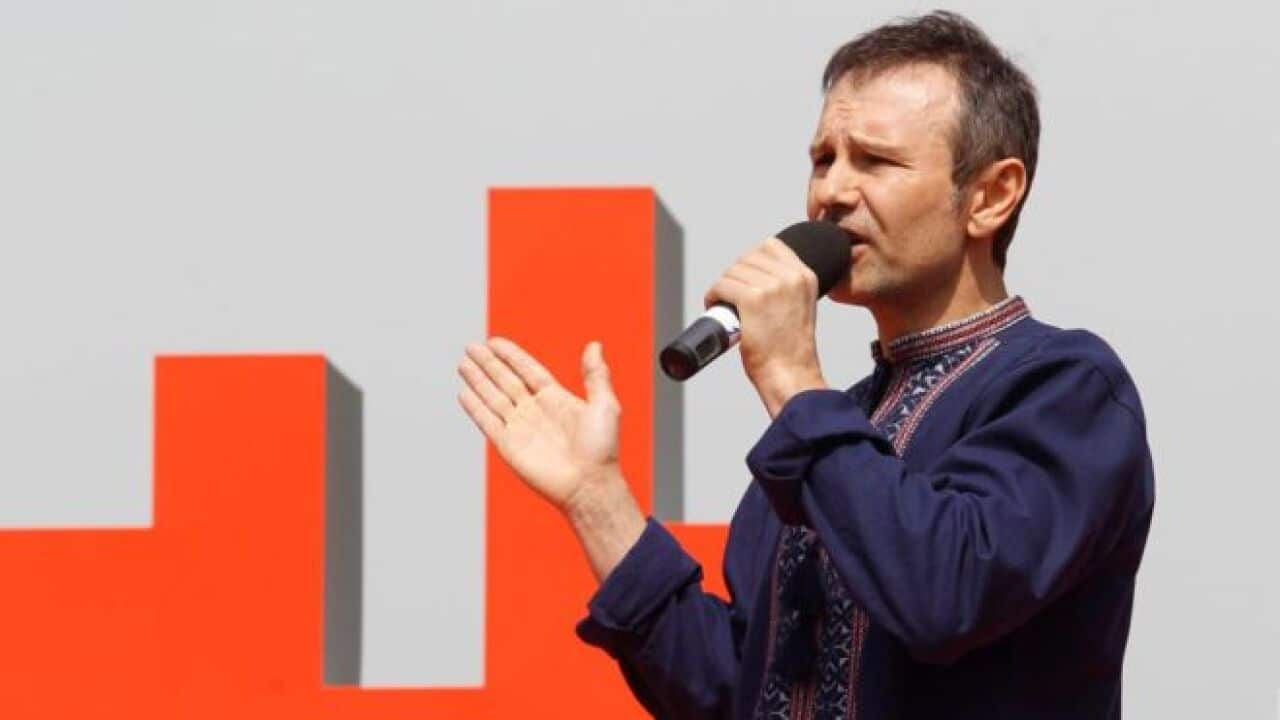 Ukrainian rock star, leader of the Okean Elzy band Svyatoslav Vakarchuk presents his party