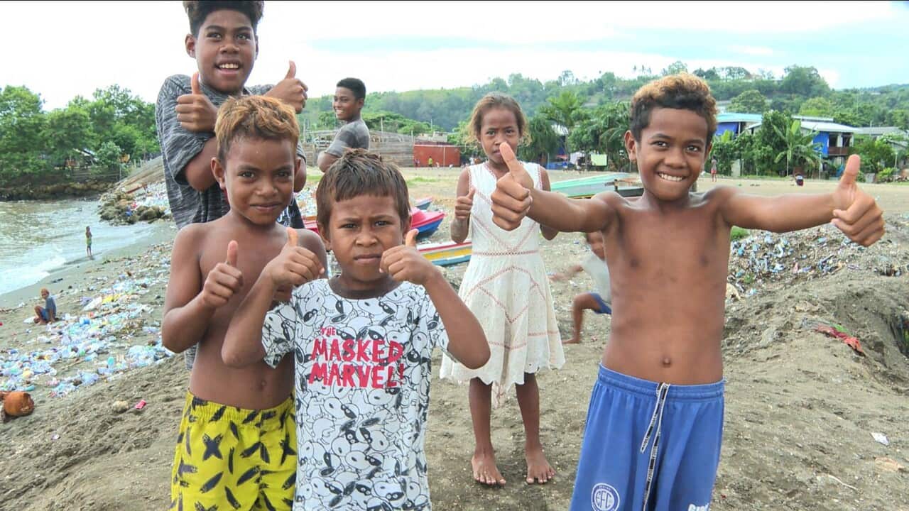 Children from the remote Ontong Java atolls