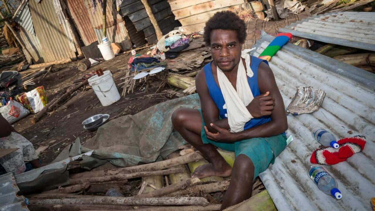 A villager injured in the cyclone