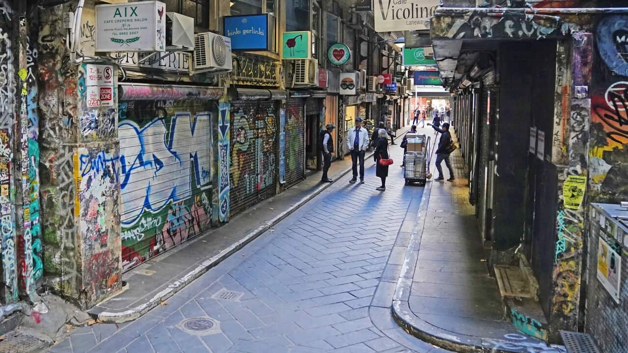 A general view of closed cafes and restaurants