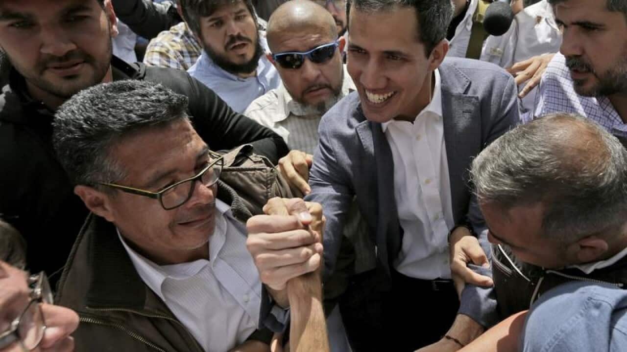 Juan Guaido with supporters