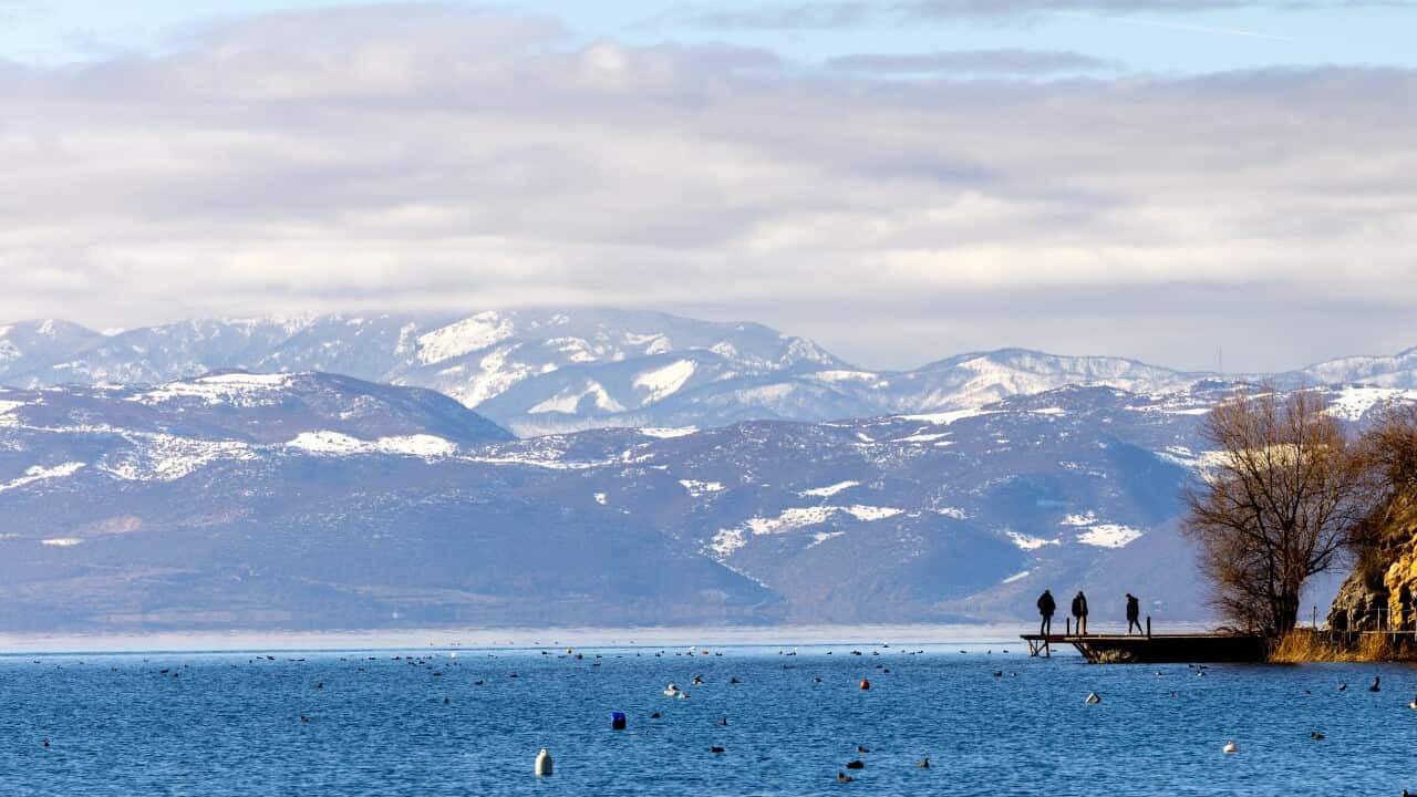 Lake Ohrid Bathed in Winter Sunlight