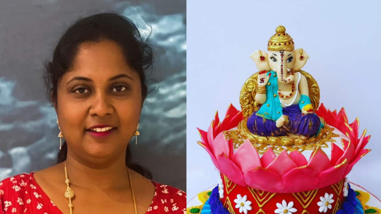 Prasanna DVL's prize-winning cake on display at Sydney's Royal Easter Show.