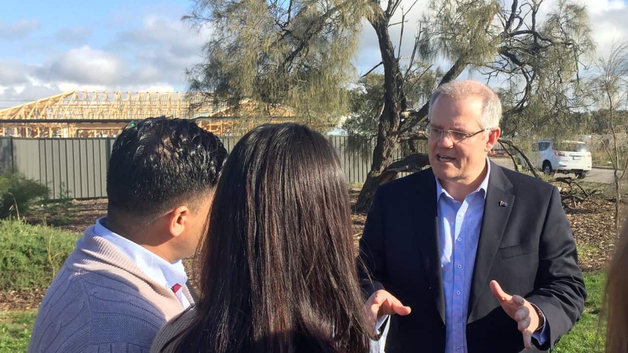 Prime Minister Scott Morrison talks to first home-buyers in Melbourne