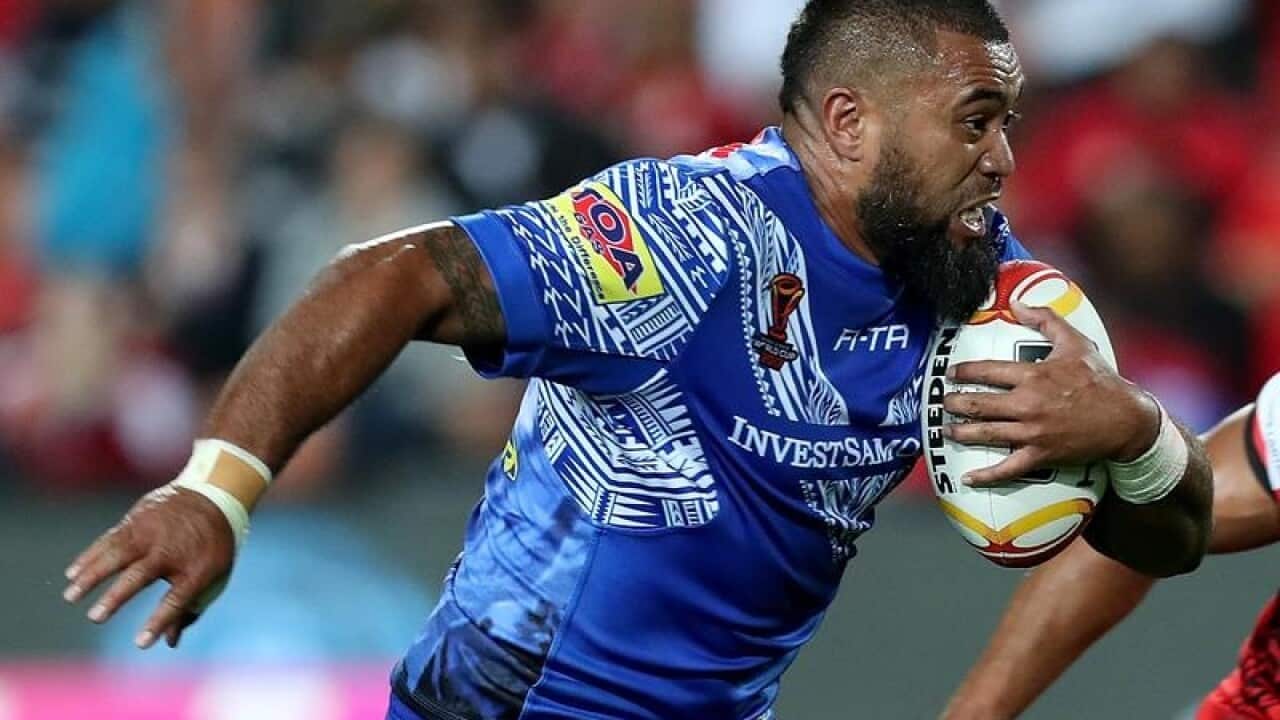 Captain Frank Pritchard of Samoa in action