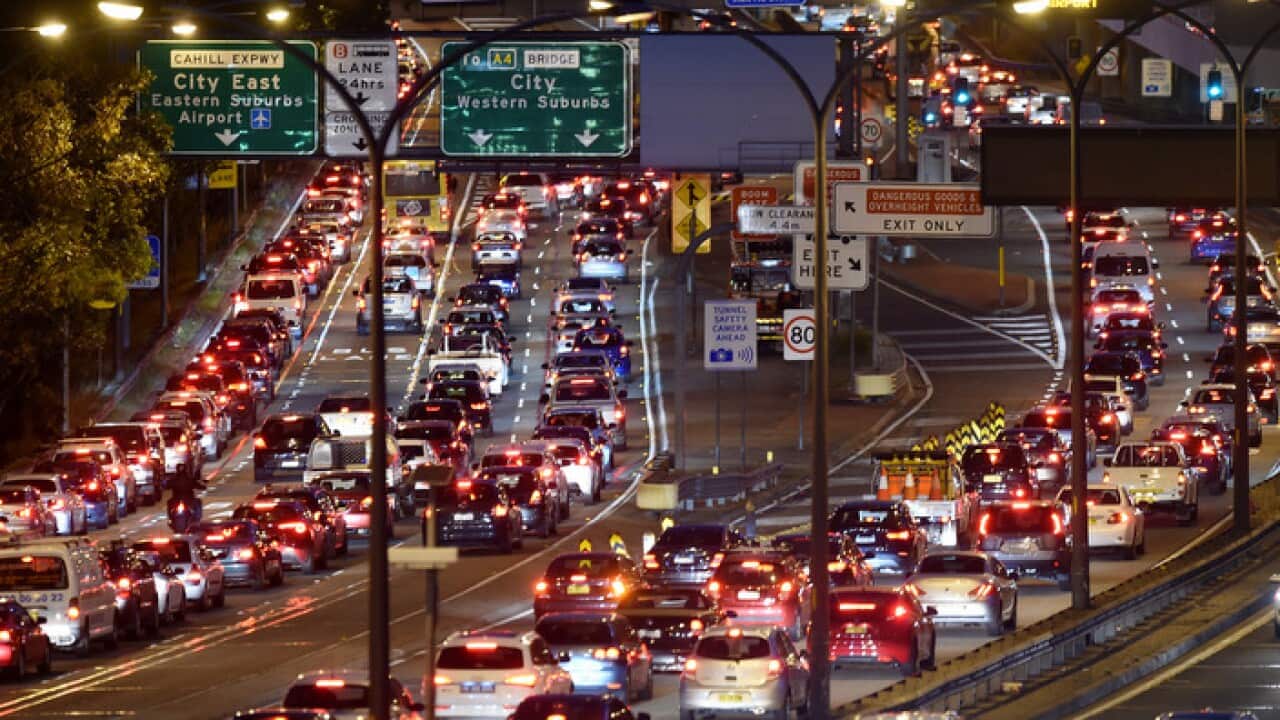 Traffic on the Warringah freeway in Sydney