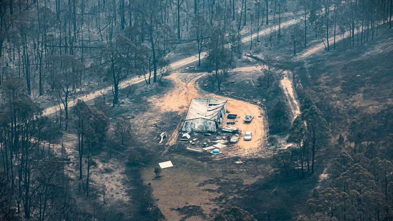Property damaged by the East Gippsland fires in Sarsfield, Victoria.