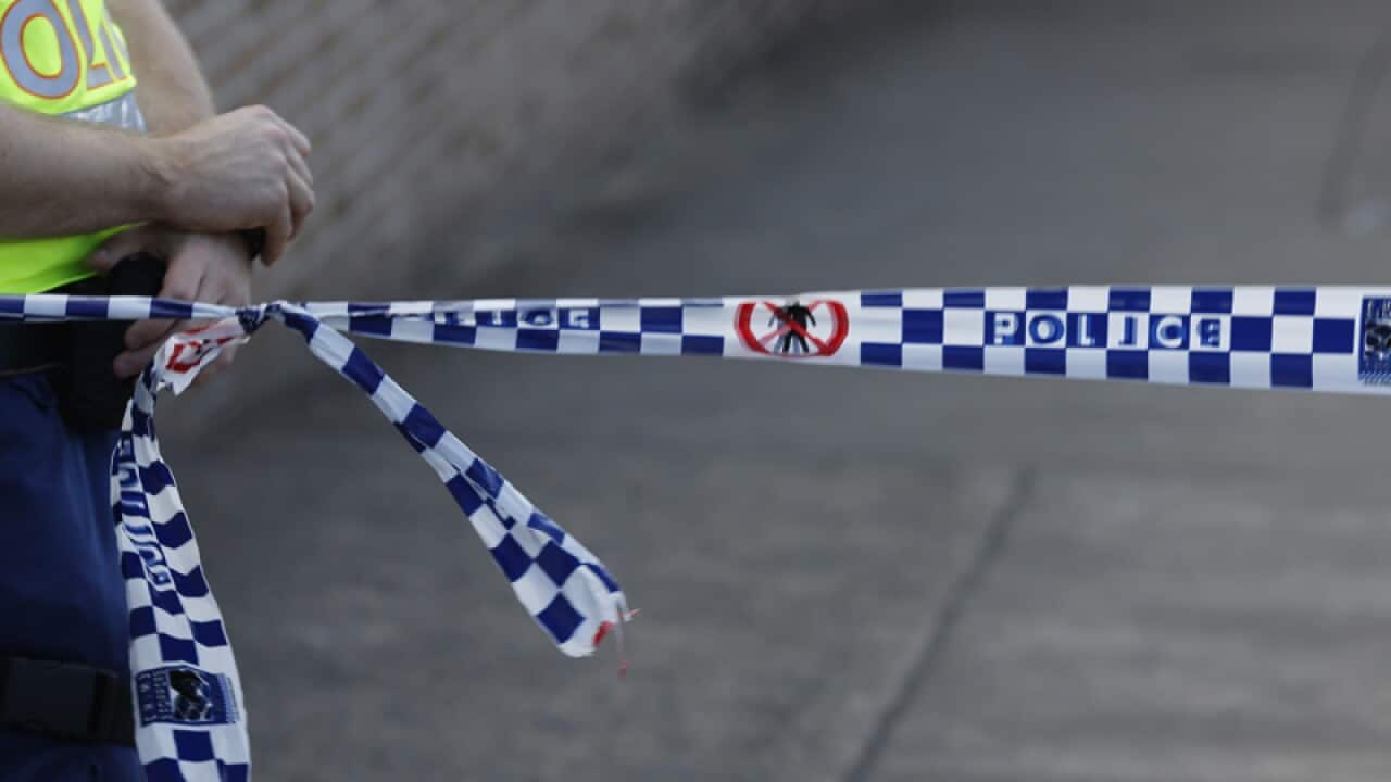 Fire and police emergency services at a scene of a fire in Sydney