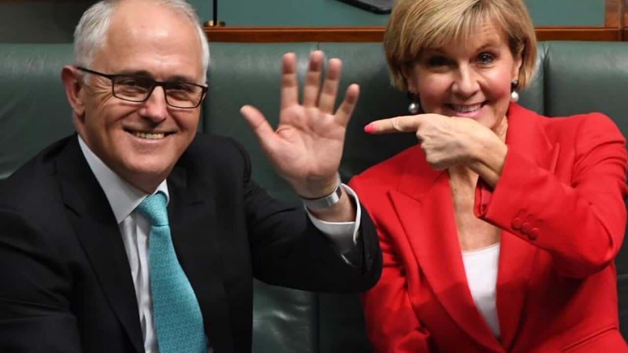 Malcolm Turnbull and Julie Bishop in parliament