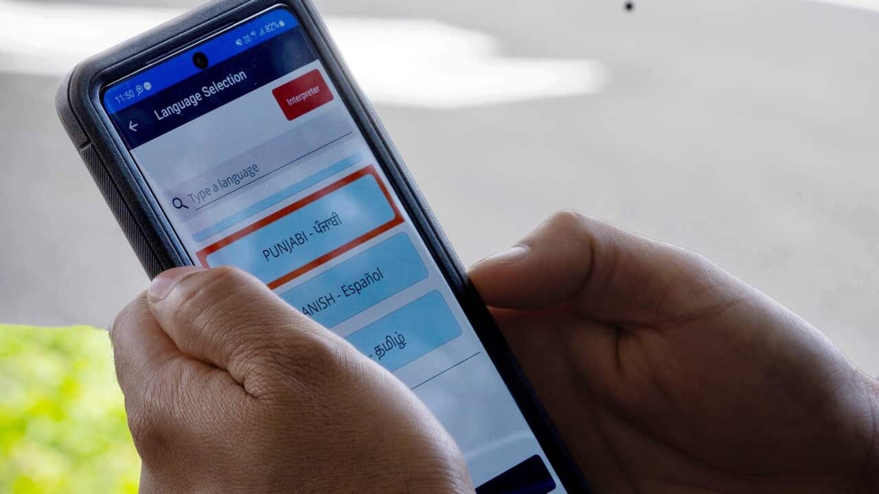 A police officer uses the Language Plus app (image supplied NSW Police).jpg