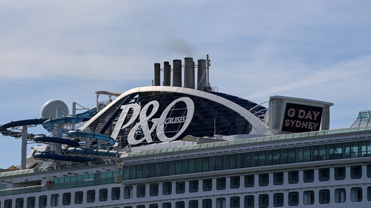 P&O Cruises Australia flagship Pacific Explorer with more than 100 Covid-19 positive cases aboard has docked in Sydney Harbour, Monday, April 18, 2022