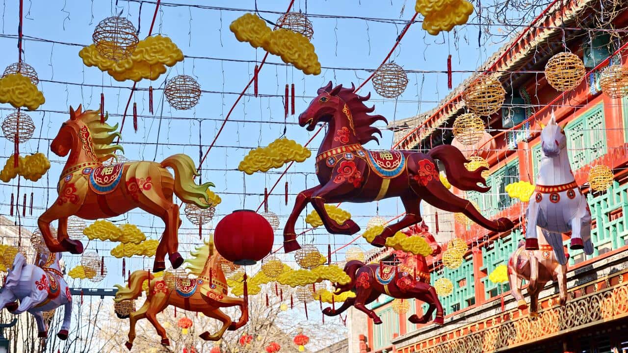 Red Lanterns Adorn Beijing's Liulichang Cultural Street Ahead of Lunar New Year