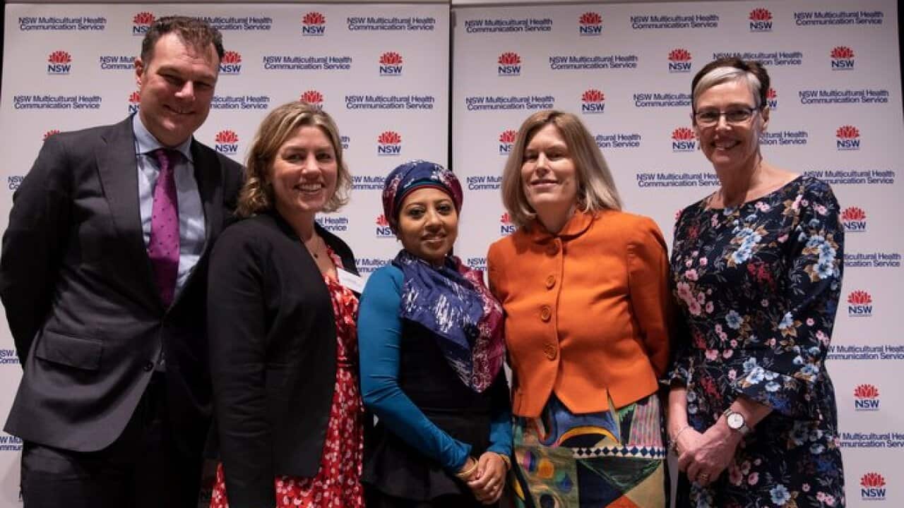 Tobi Wilson (SESLHD), A/Prof Jane Lloyd, Qanita Ahmed, Dr Kerry Chant, Lisa Woodland, Director (MHCS)