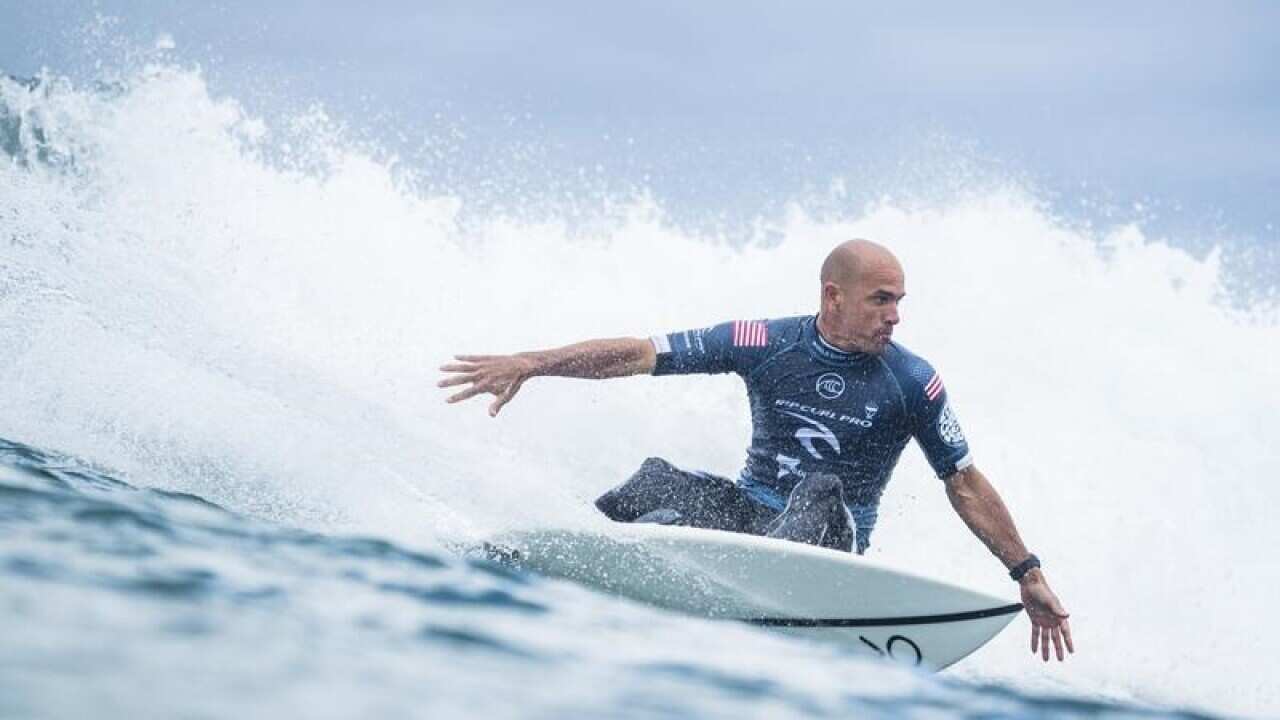 Kelly Slater of USA in action at Bells Beach.