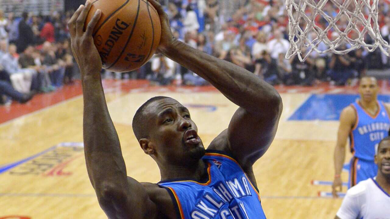 Oklahoma City Thunder forward Serge Ibaka in action.