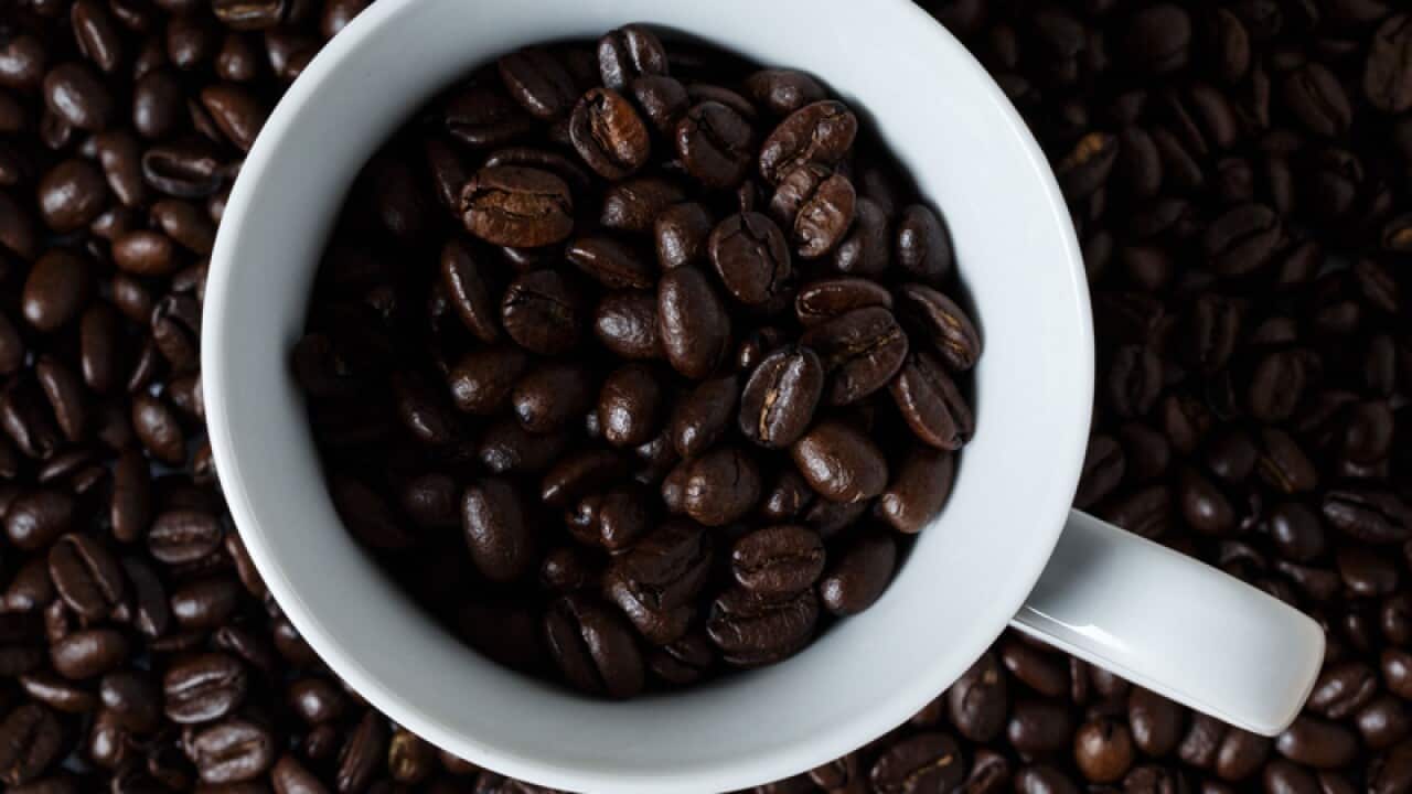 coffee beans in a mug