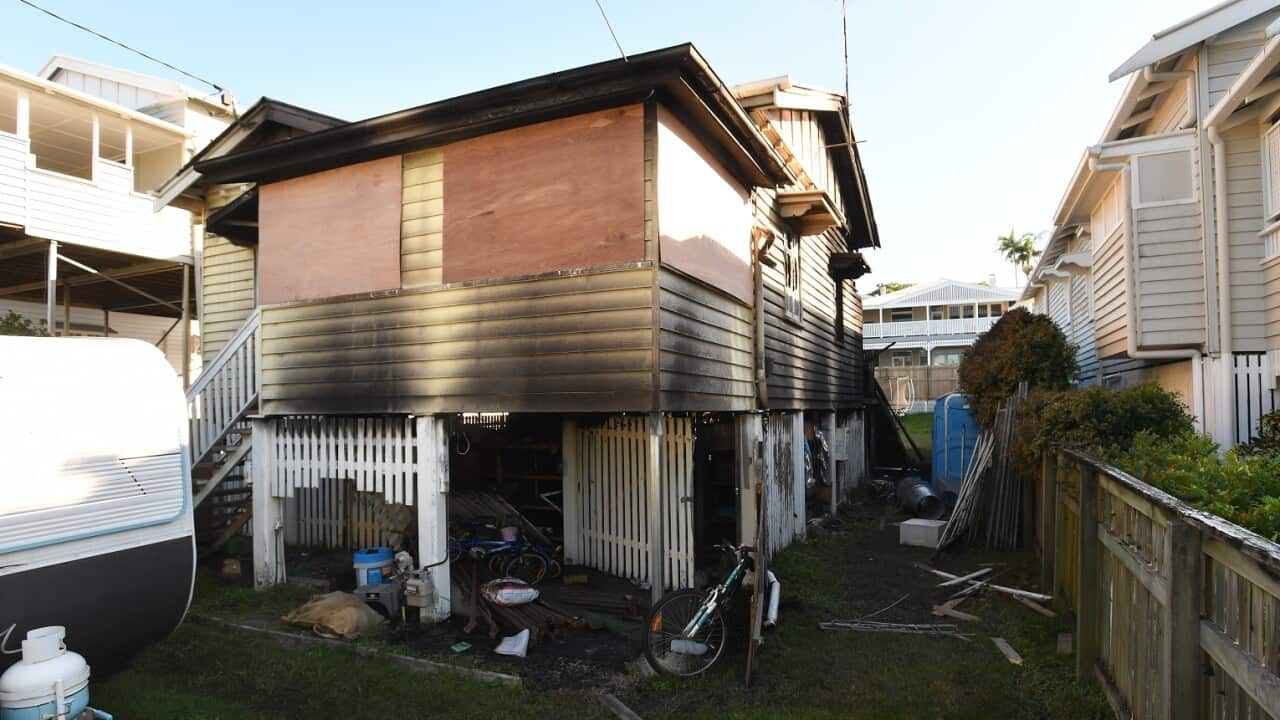 A fire damaged house at Clayfield in Brisbane