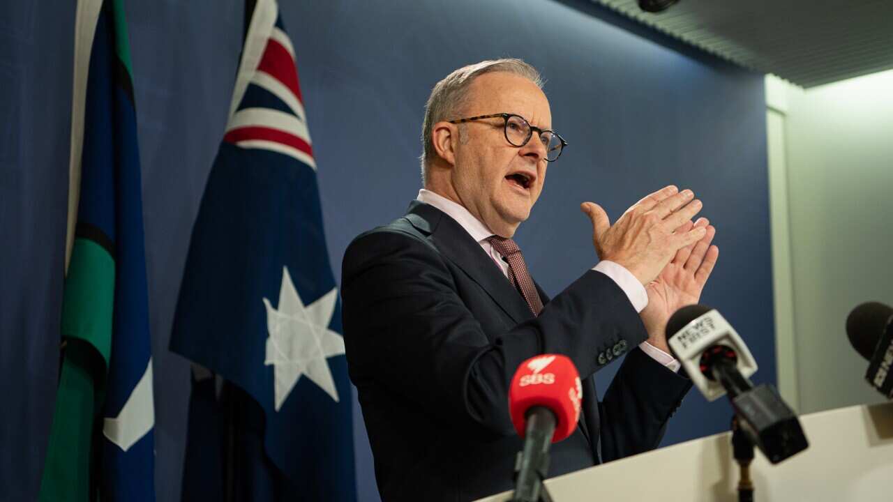 Australian Prime Minister Anthony Albanese speaks to the media during a press conference at the Commonwealth Parliamentary Offices in Sydney, Wednesday, January 03, 2024.