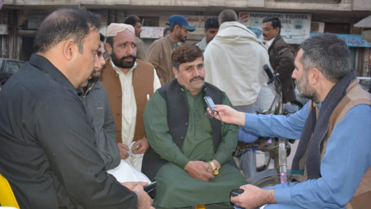 Islam Gul Afridi during the interview in the city of Karachi