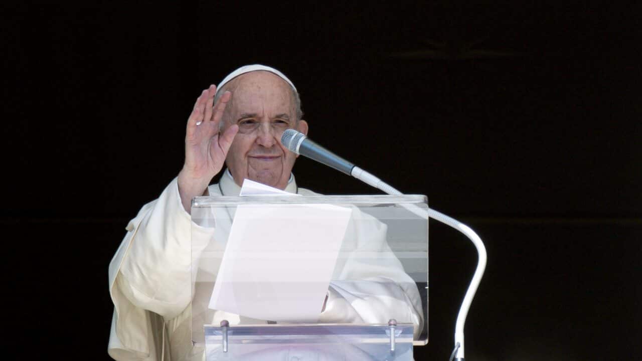 Pope Francis delivers his blessing to the faithful at St Peter's square in the Vatican.