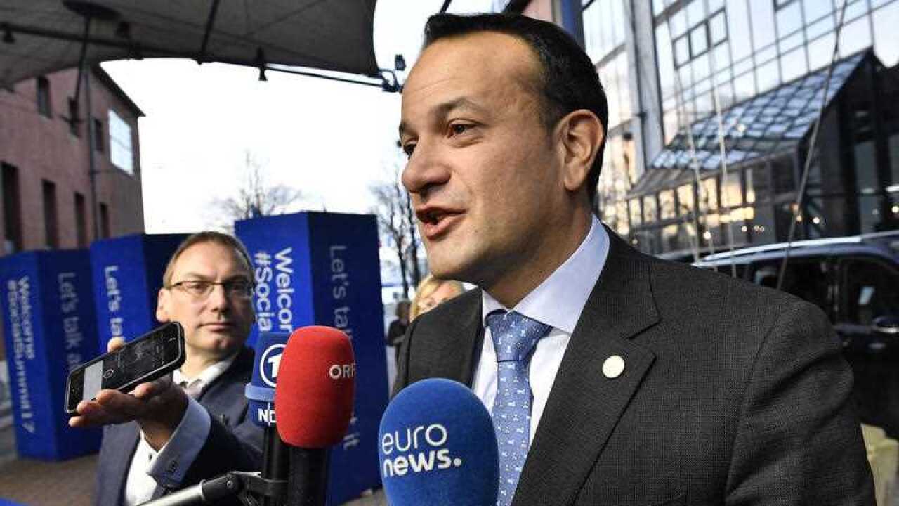 Ireland's Prime Minister Leo Varadkar arrives for an EU social summit for fair jobs and growth in Gothenburg Friday, Nov. 17, 2017.