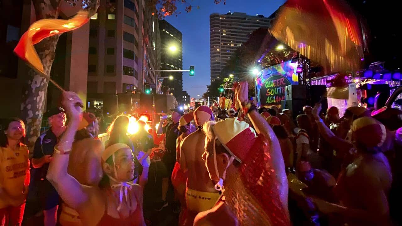 Participants take part in the 42nd annual Gay and Lesbian Mardi Gras parade in Sydney in 2020. 