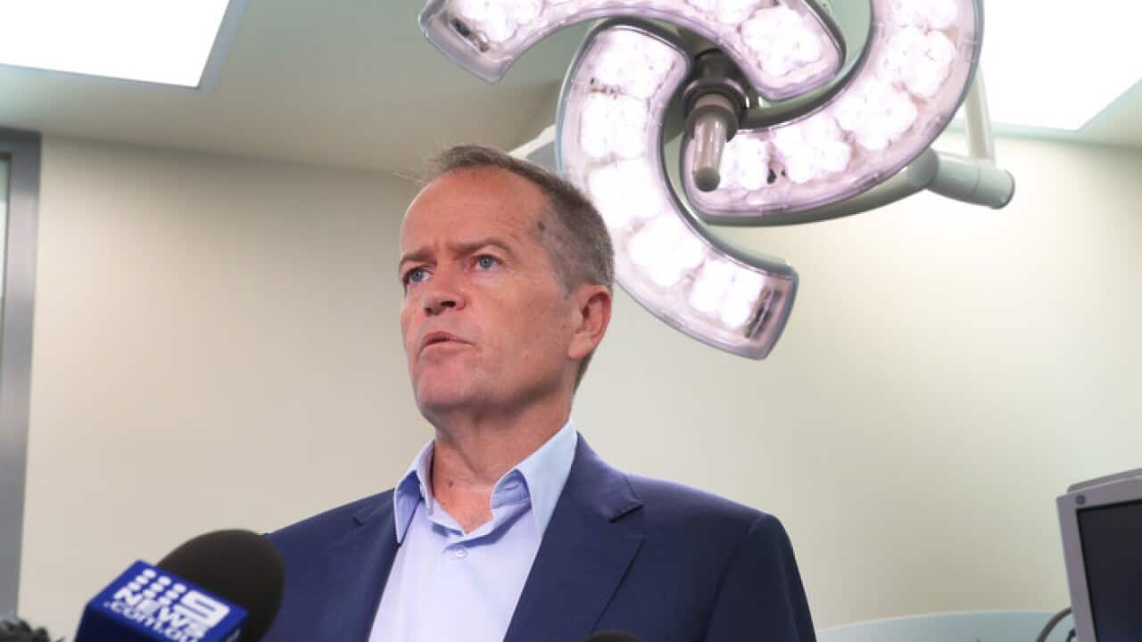 The Leader of the Opposition, Bill Shorten during a visit to Vermont Private Hospital in Melbourne, (AAP Image/David Crosling)