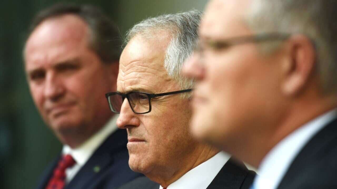 Barnaby Joyce, Malcolm Turnbull and Scott Morrison.