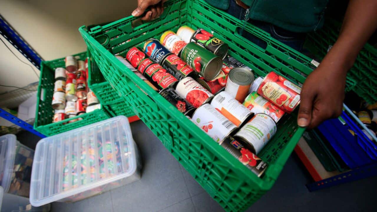Goods being sorted at a food bank