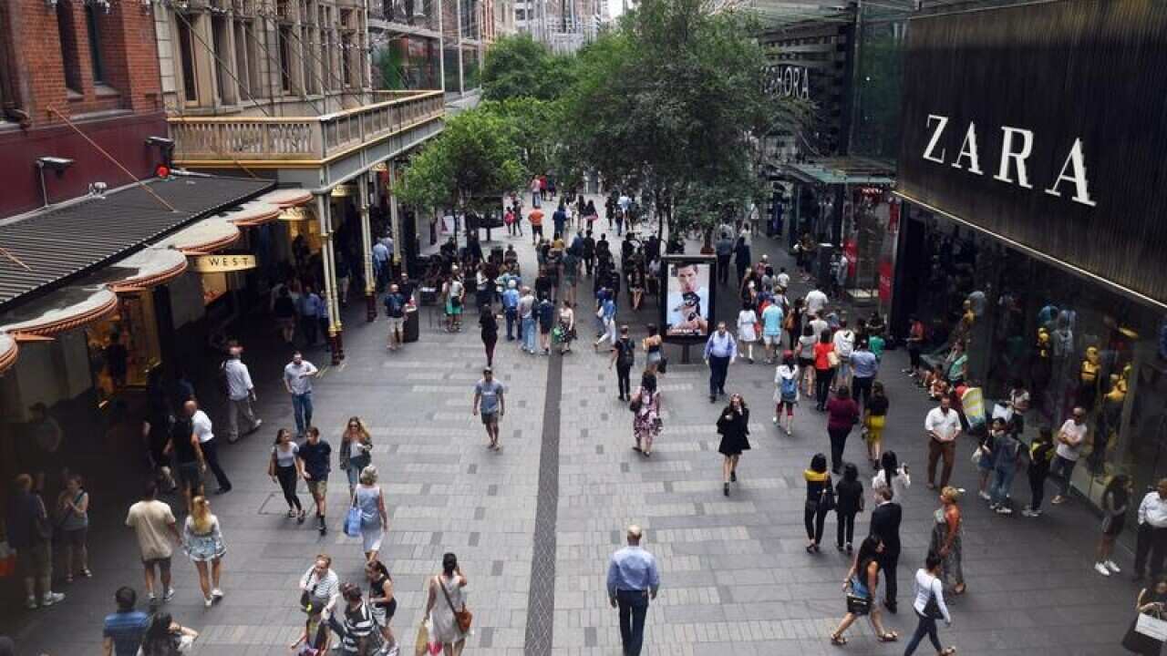 Shoppers are seen on Pitt St Mall
