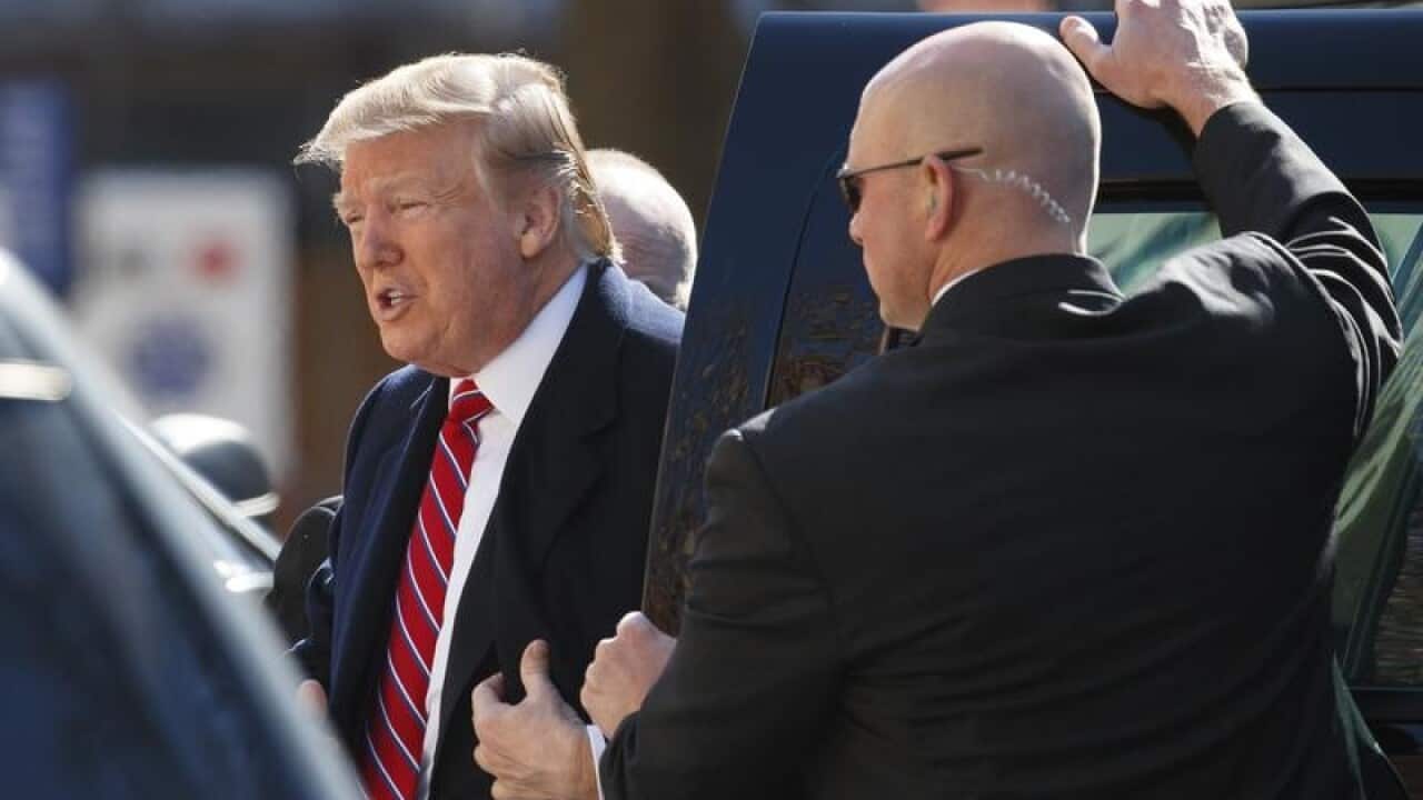 President Donald Trump attends church on Sunday