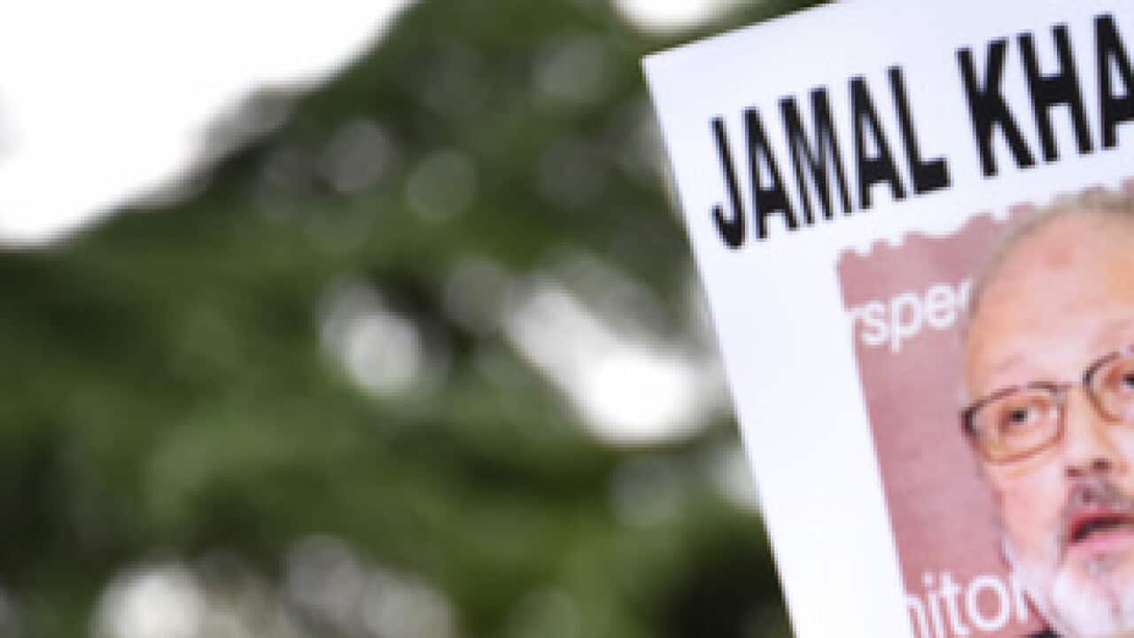 Protestors demonstrate at the Saudi Arabia consulate in Istanbul over the disappearance of Saudi journalist Jamal Khashoggi