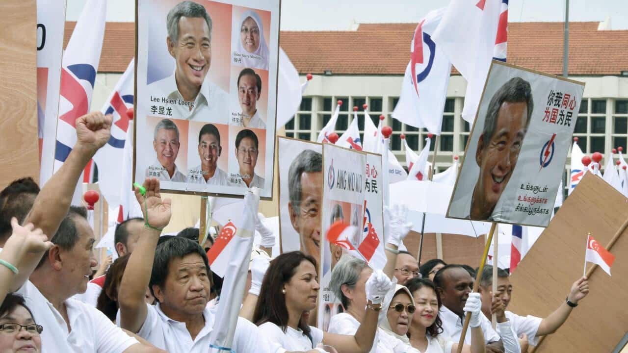 Supporters of Singapore's ruling People's Action Party